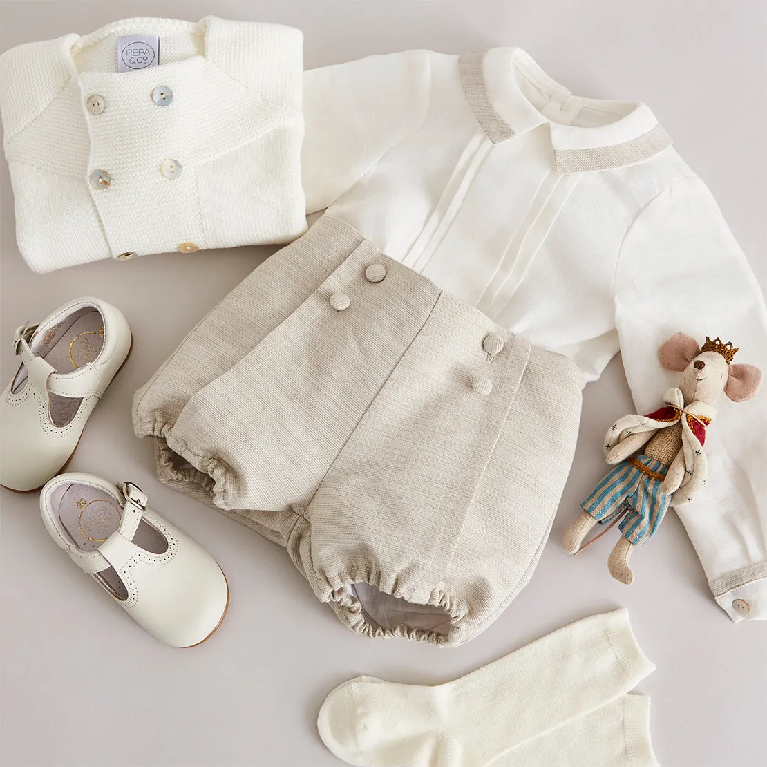 Beige Linen Celebration Set (12mths-3yrs)