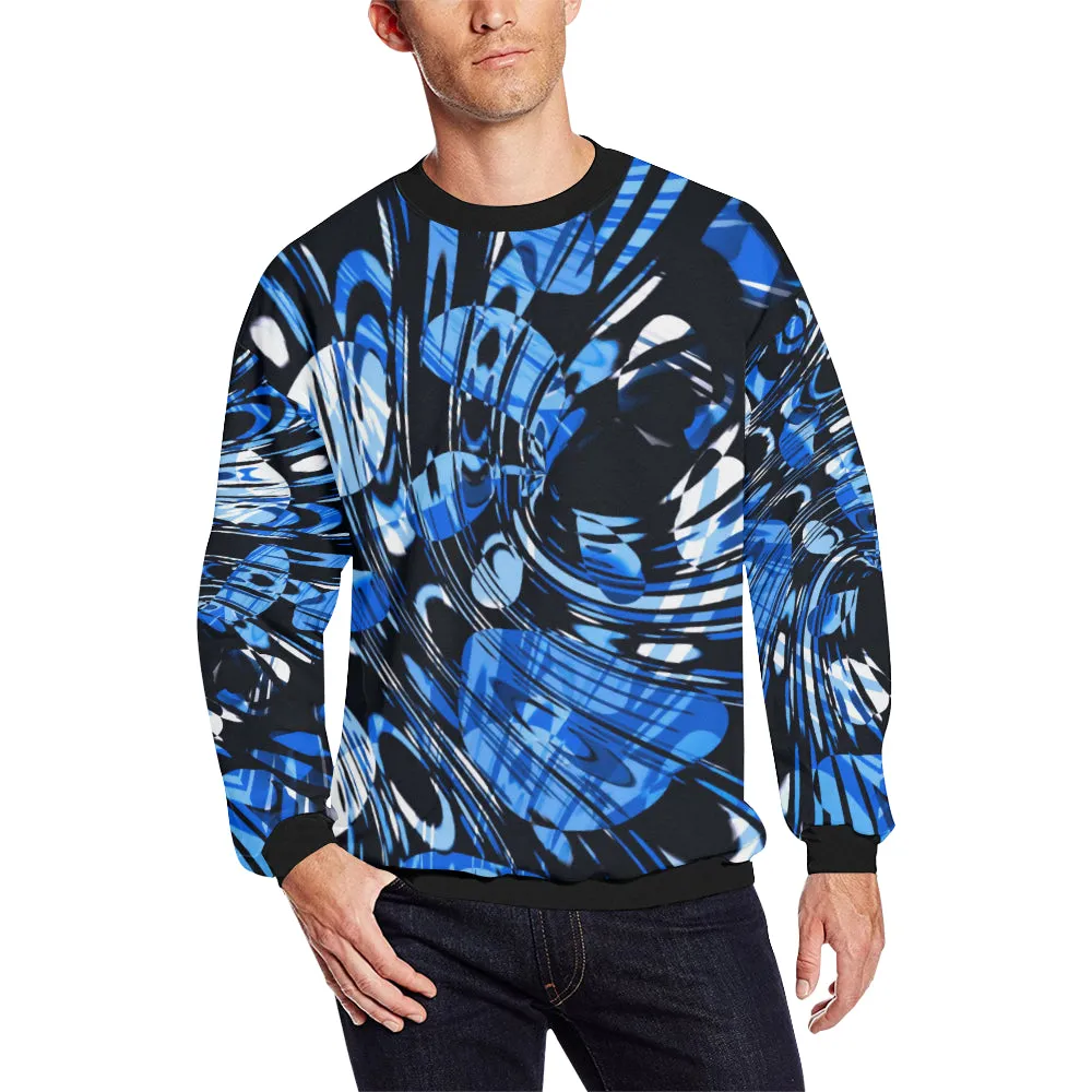 Blue Psychedelic Men's Big & Tall Oversized Fleece Crewneck Sweatshirt