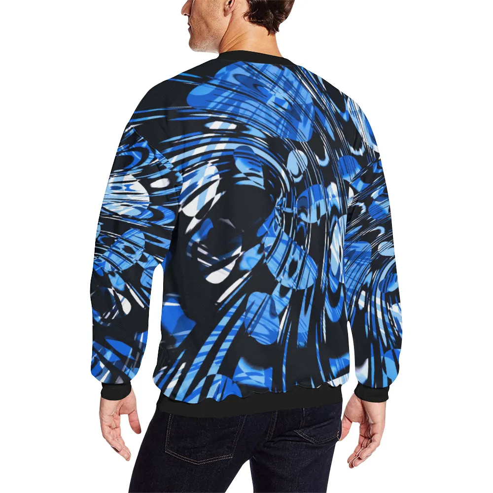 Blue Psychedelic Men's Big & Tall Oversized Fleece Crewneck Sweatshirt