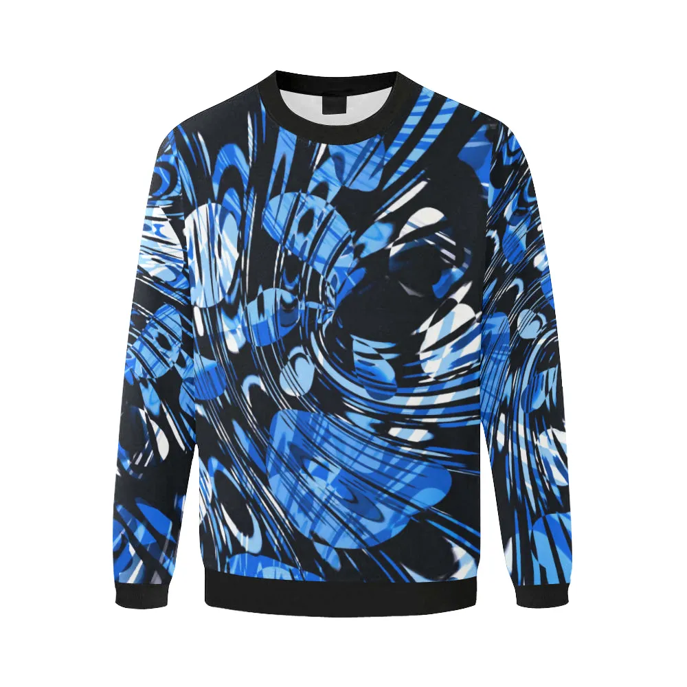 Blue Psychedelic Men's Big & Tall Oversized Fleece Crewneck Sweatshirt