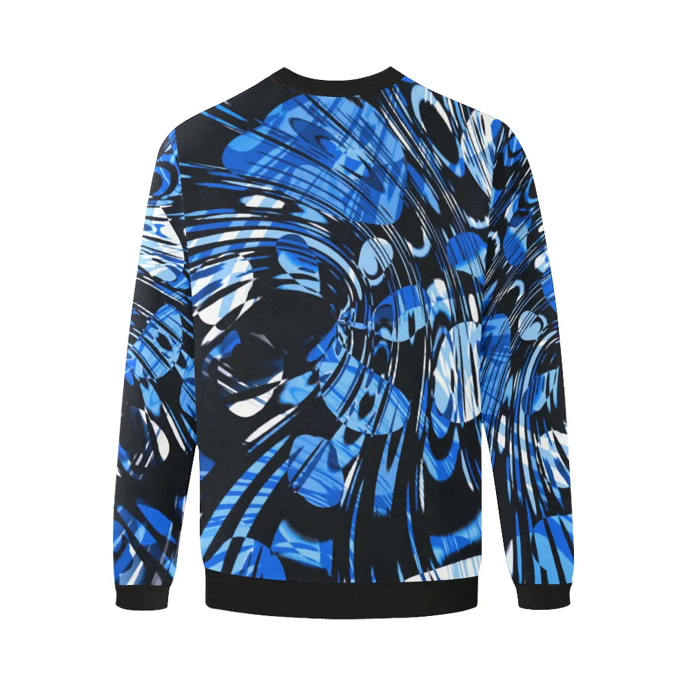 Blue Psychedelic Men's Big & Tall Oversized Fleece Crewneck Sweatshirt