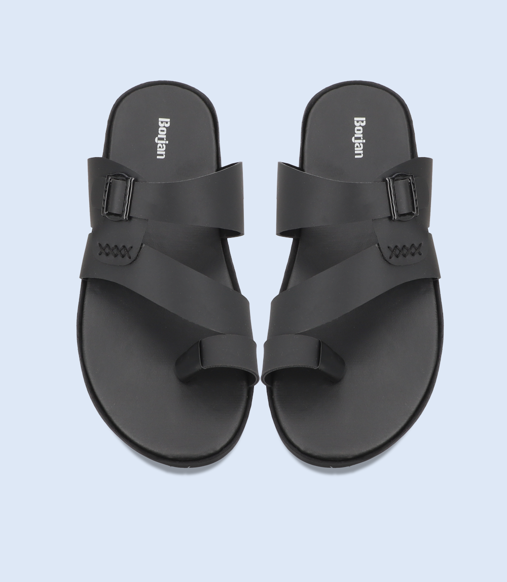 BM5474-Black-Men Casual Chappal