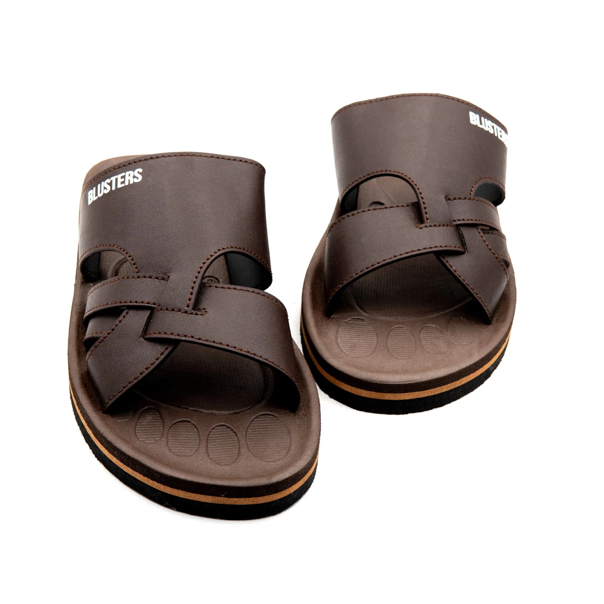 Brown Triple Cross Comfy Slippers