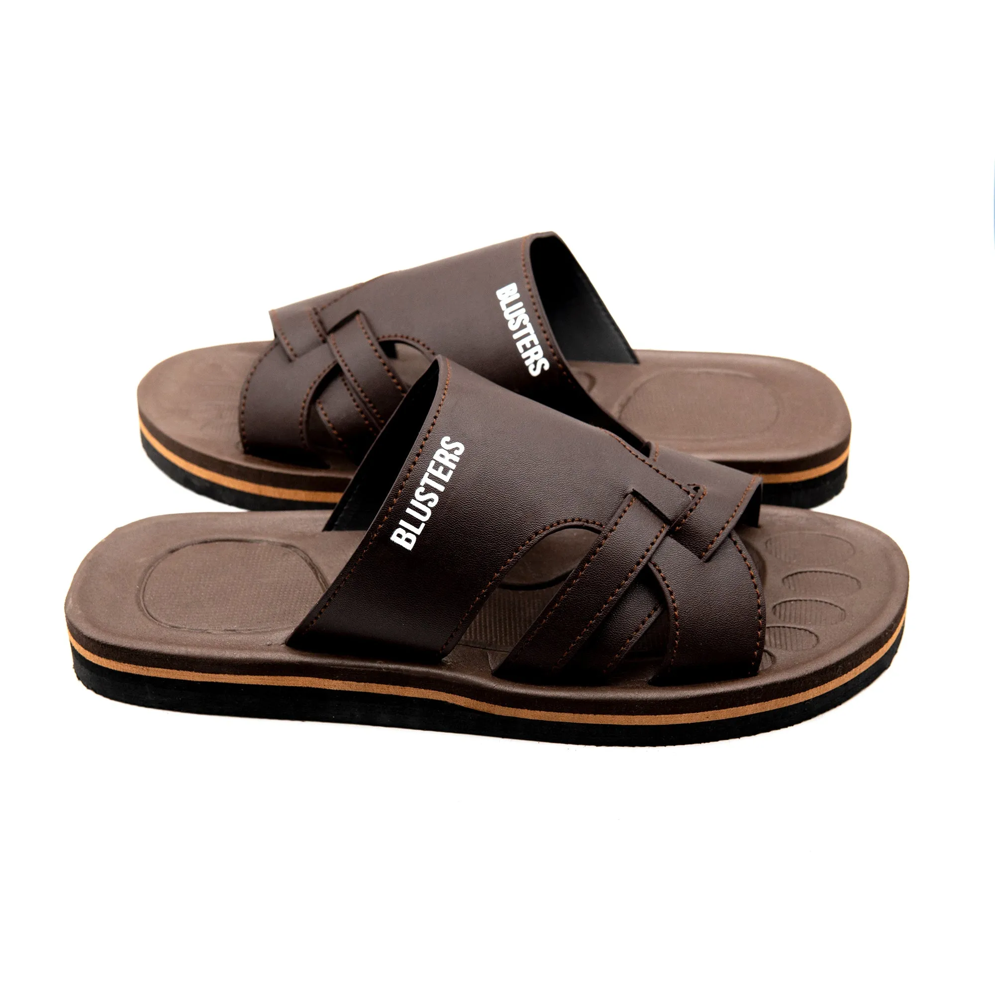 Brown Triple Cross Comfy Slippers