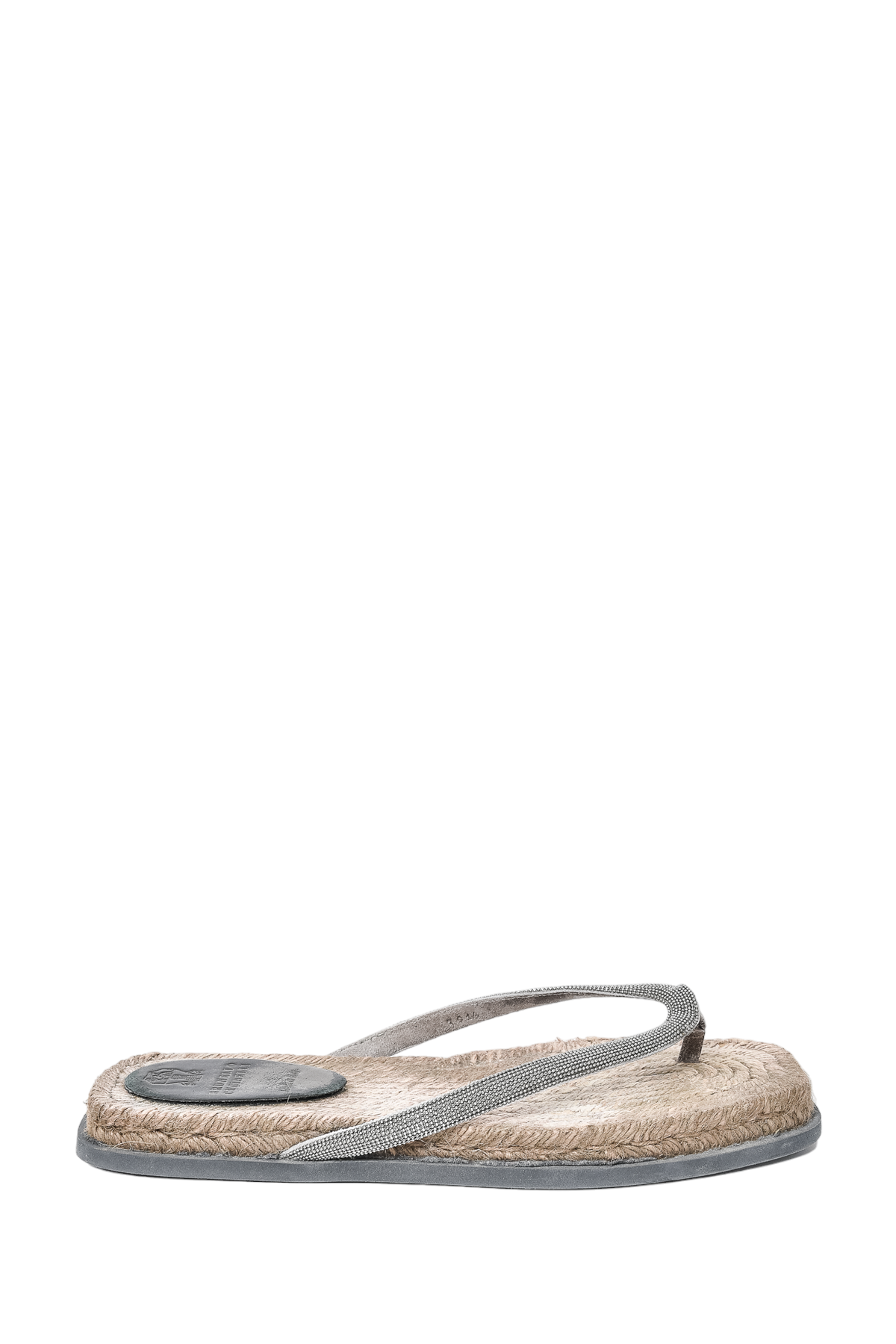 Brunello Grey Espadrille Flip Flops Size 39.5