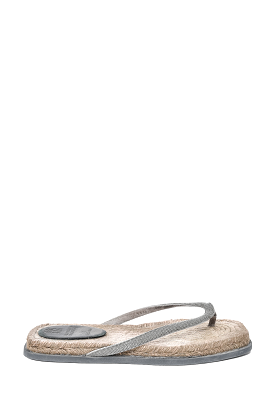 Brunello Grey Espadrille Flip Flops Size 39.5