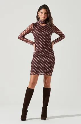 Bryn High Neck Cutout Long Sleeve Mini Dress