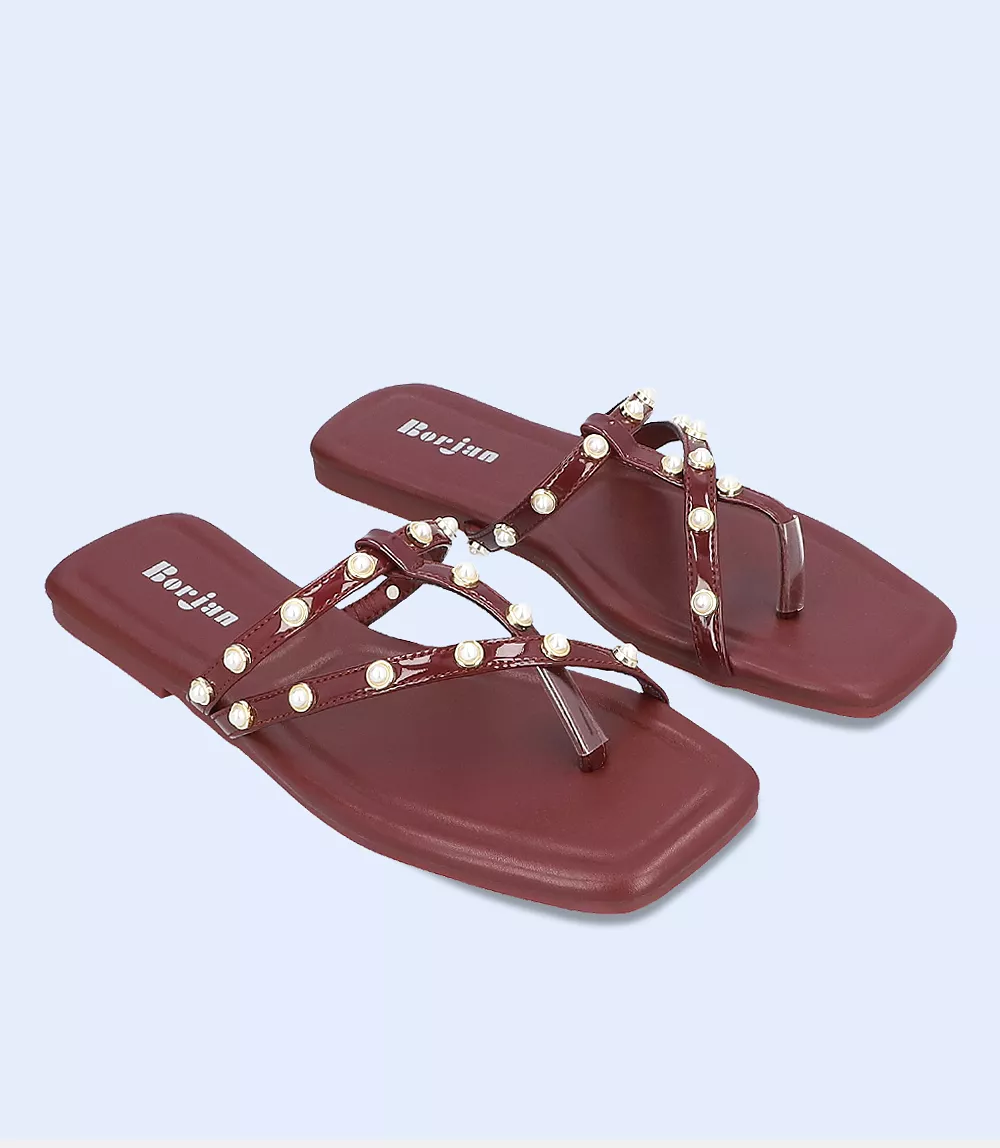 BW7366-MAROON-Women Casual Chappal