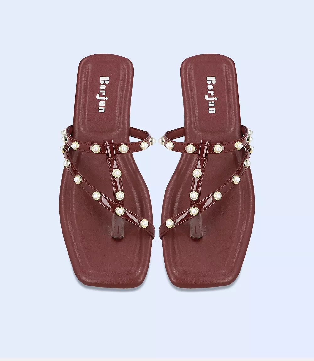 BW7366-MAROON-Women Casual Chappal