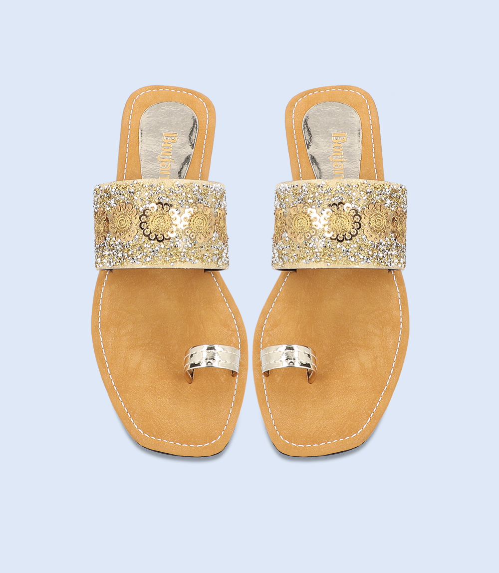 BW7468-GOLD-Women Casual Chappal