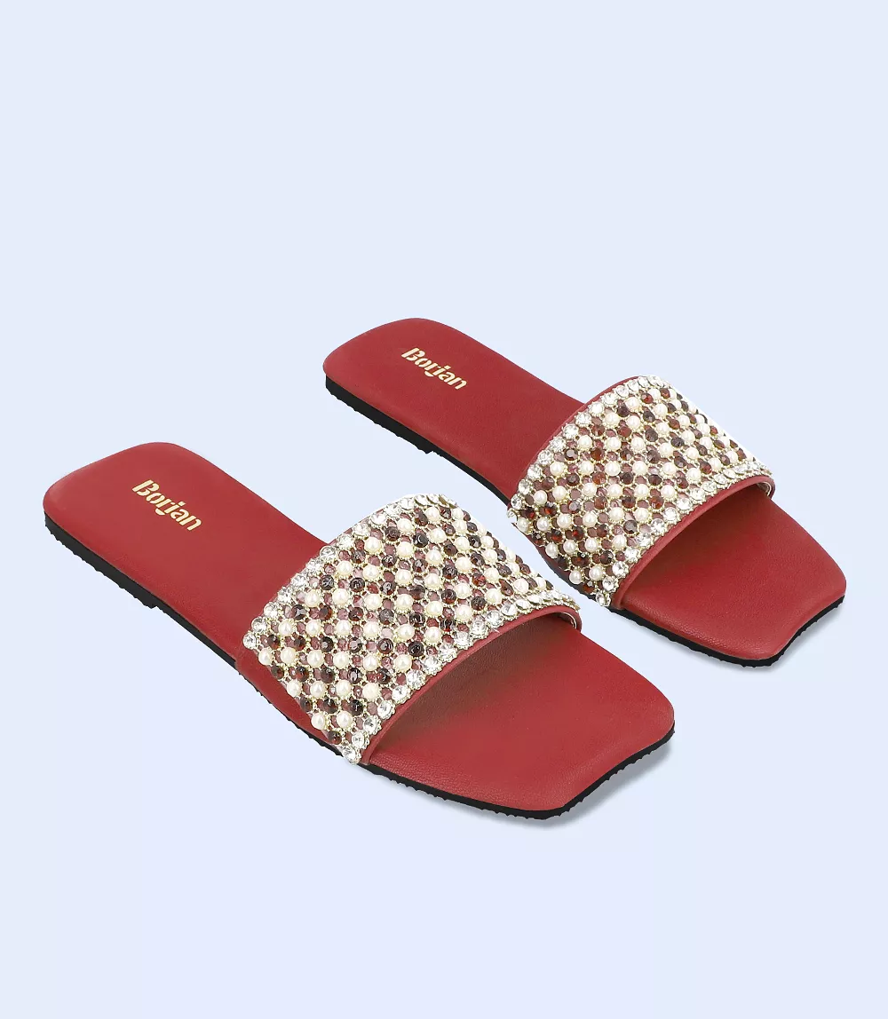 BW7478-MAROON-Women Casual Slipper