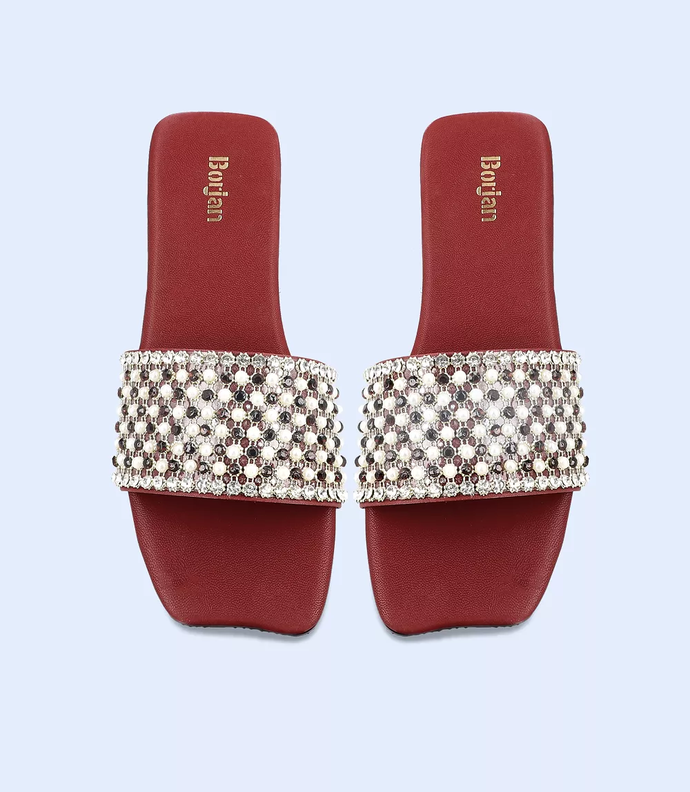 BW7478-MAROON-Women Casual Slipper