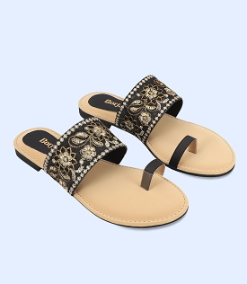 BW7506-BLACK-Women Casual Chappal