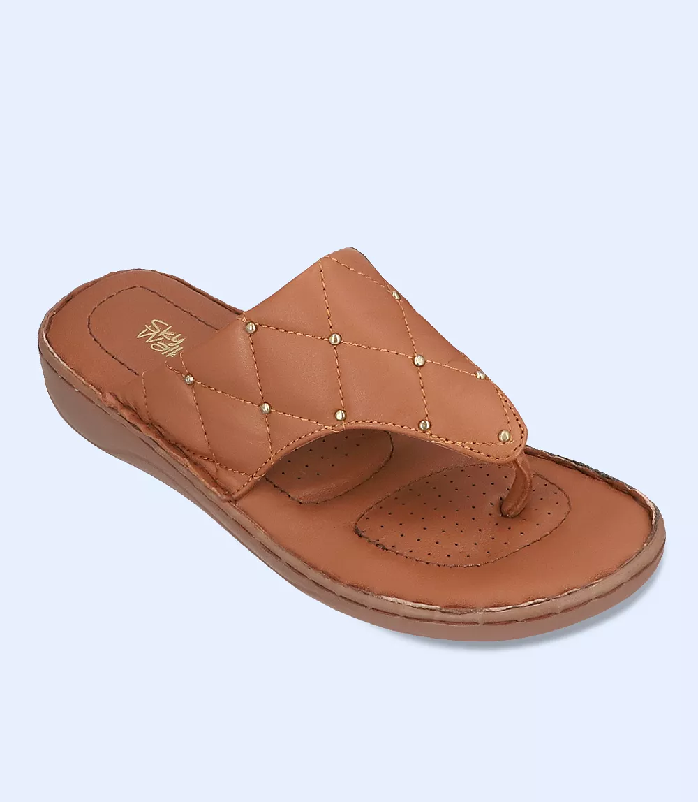 BW7532-BROWN-Women Comfort Chappal