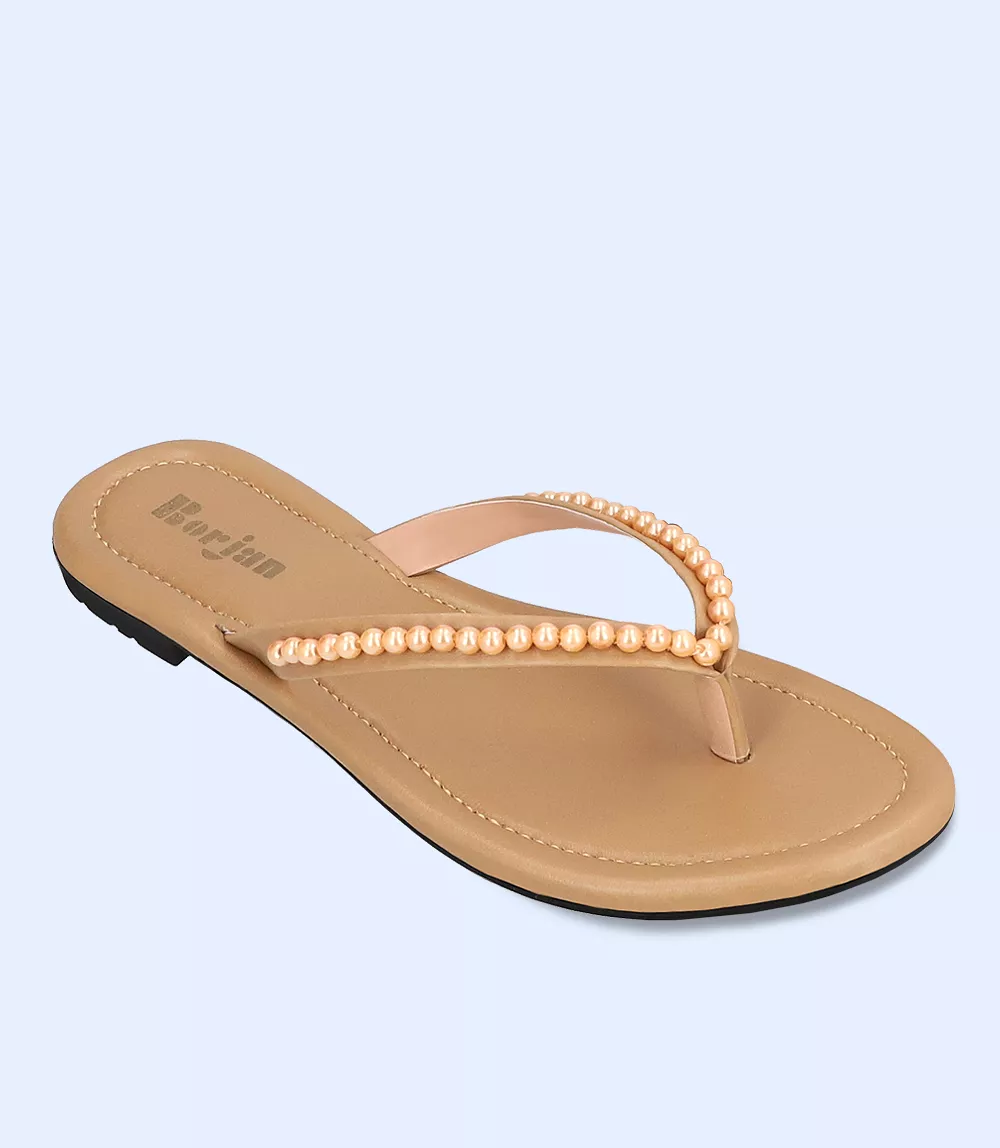 BW8115-BEIGE-Women Casual Chappal