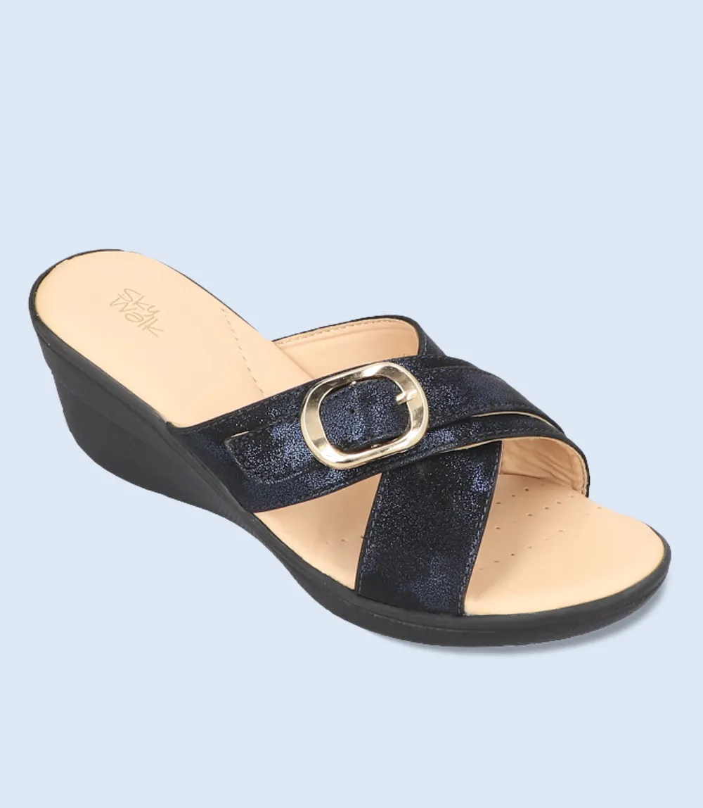 BW9263-BLUE-Women Comfort Slippers