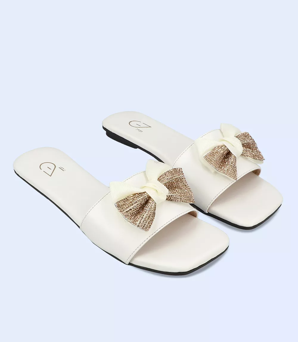 BW9493-WHITE-Women Casual Slipper