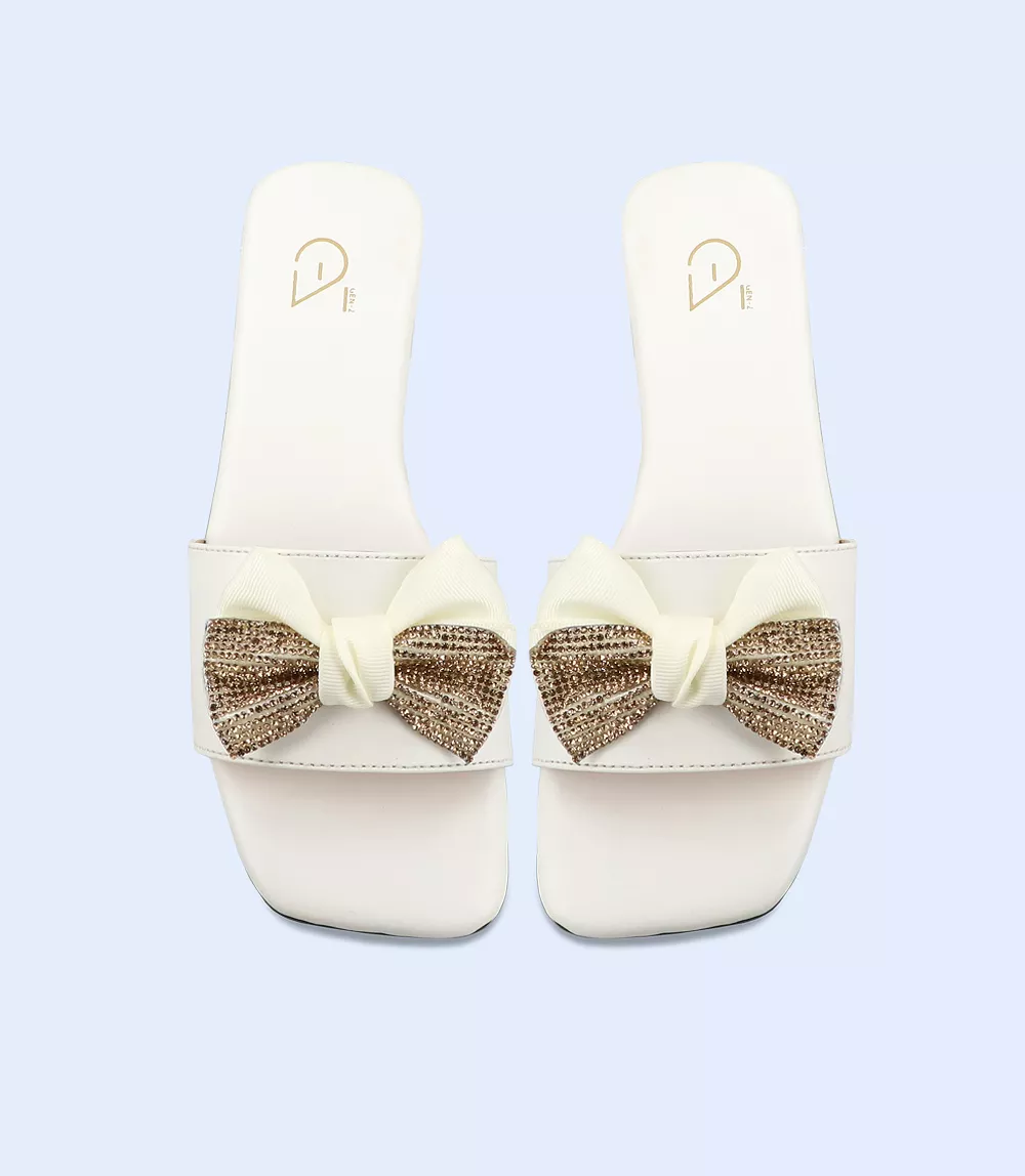 BW9493-WHITE-Women Casual Slipper