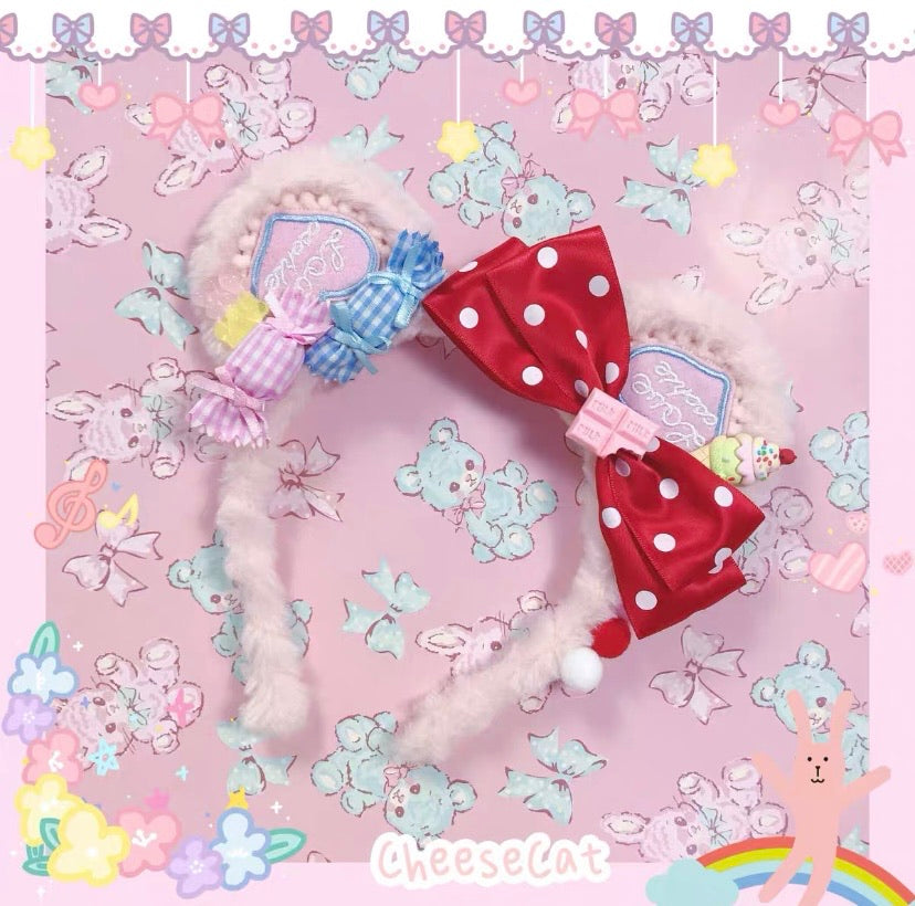 Cheese cat KC cute handmade hairband Lolita accessories yamikawaii