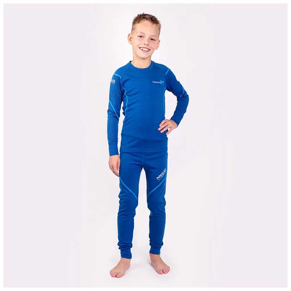 children's thermal underwear Progress MW SDND merino blue melange