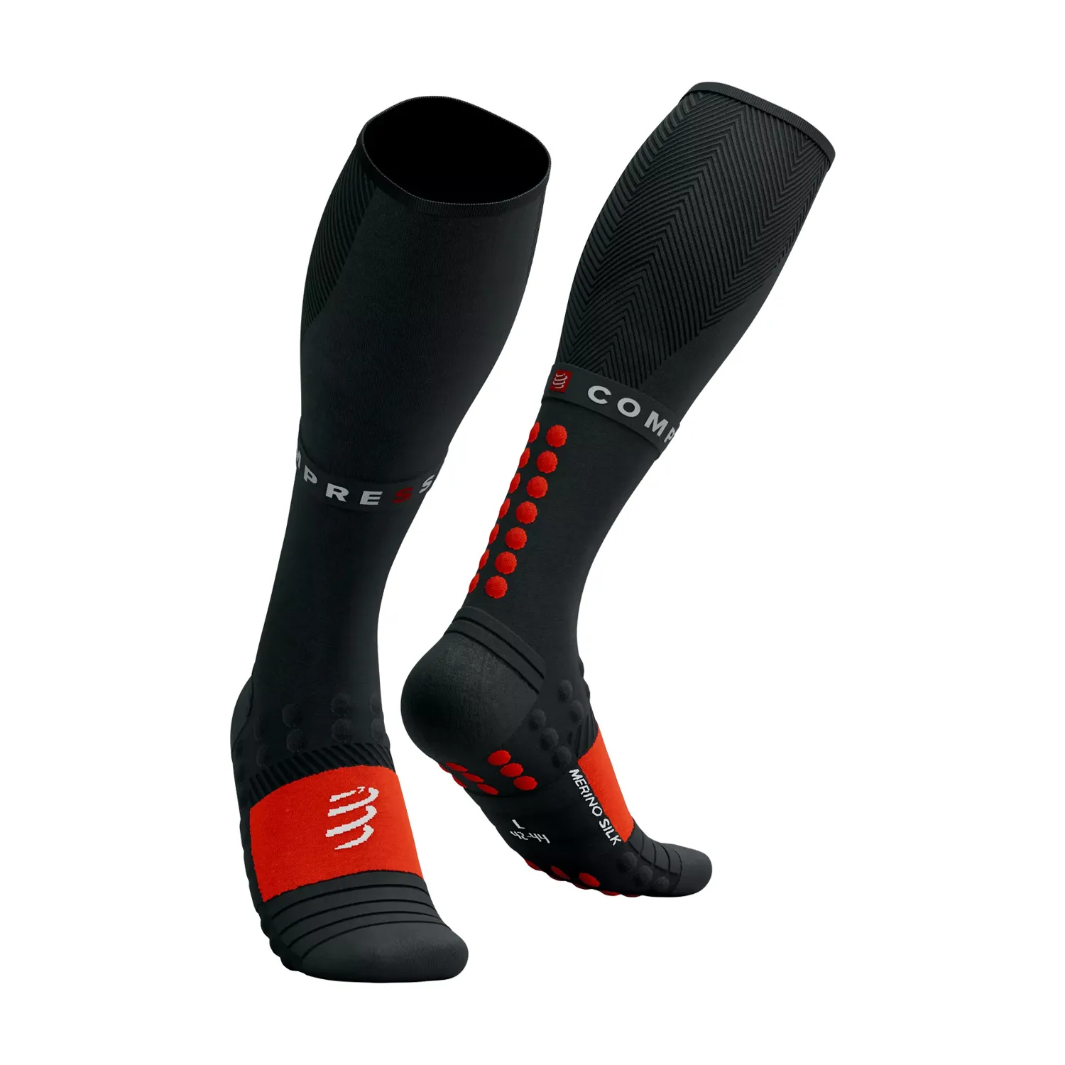 Compressport Full Winter Calze  Black/High Risk Red