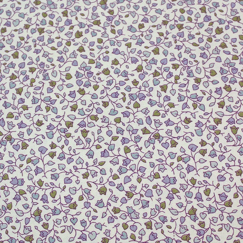 Cream Brushed Cotton - Floral - Lilac Leaves