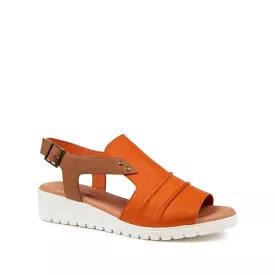 Django & Juliette Women's Madis Orange/Dark Tan Leather