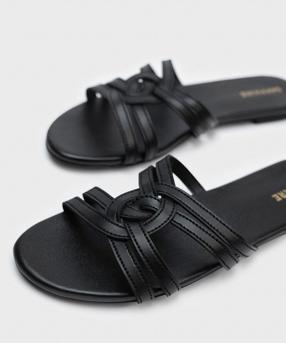 Faux Leather Slides