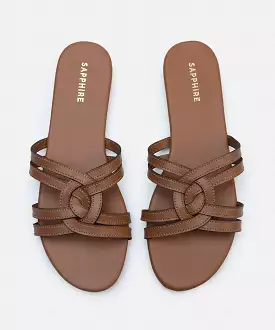 Faux Leather Slides