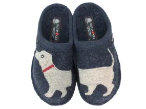 Haflinger Slippers Flair Dachs Dog Dark Blue