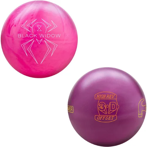 Hammer Black Widow Pink Pearl Urethane & Hammer High Rev 3-D Offset Bowling Balls (2 Ball Bundle)