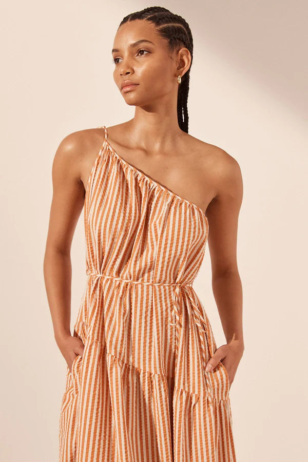 Hele One Shoulder Tiered Maxi Dress