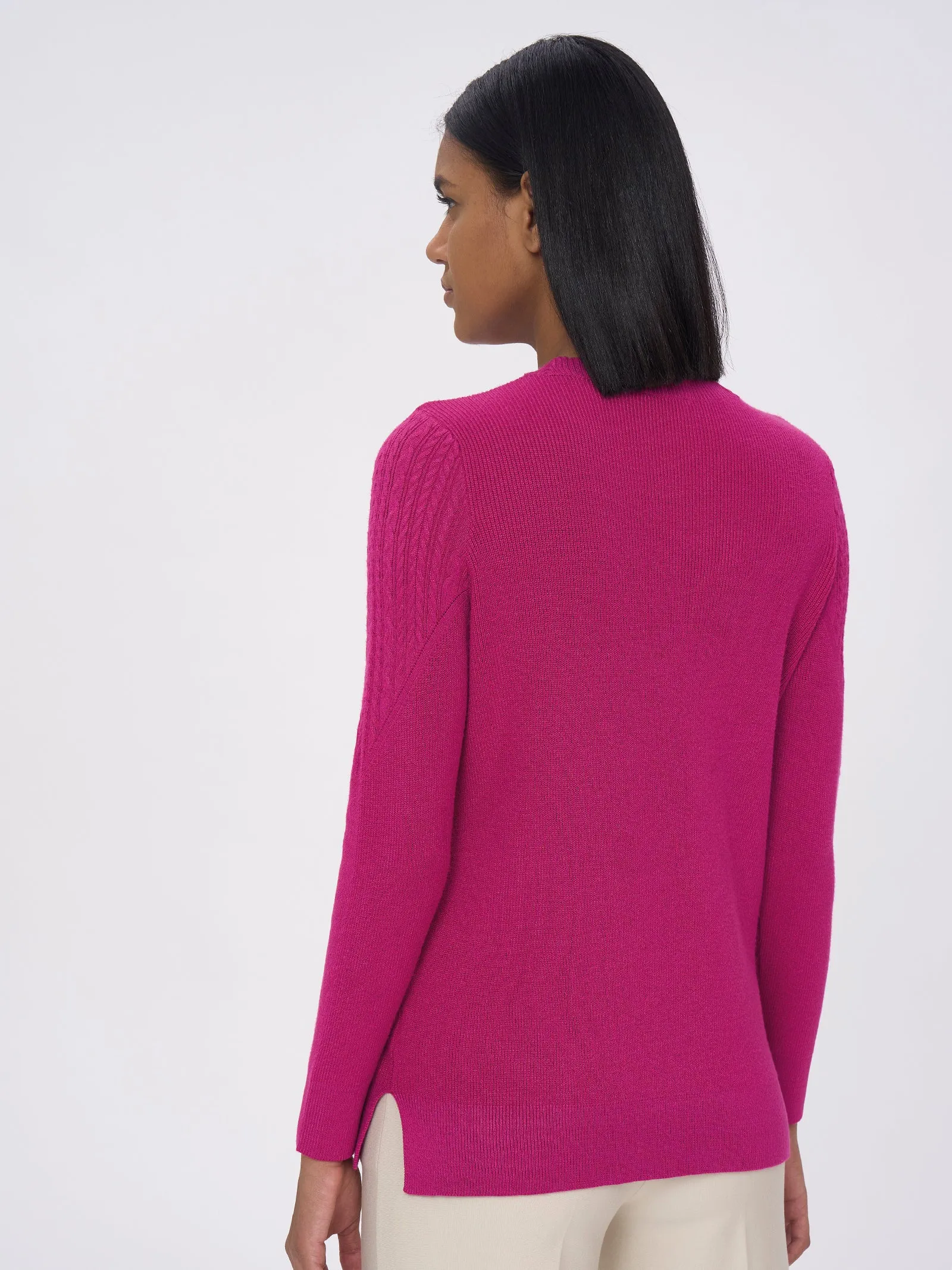 Maglia girocollo in filato Winter Basic - Fuchsia Purple