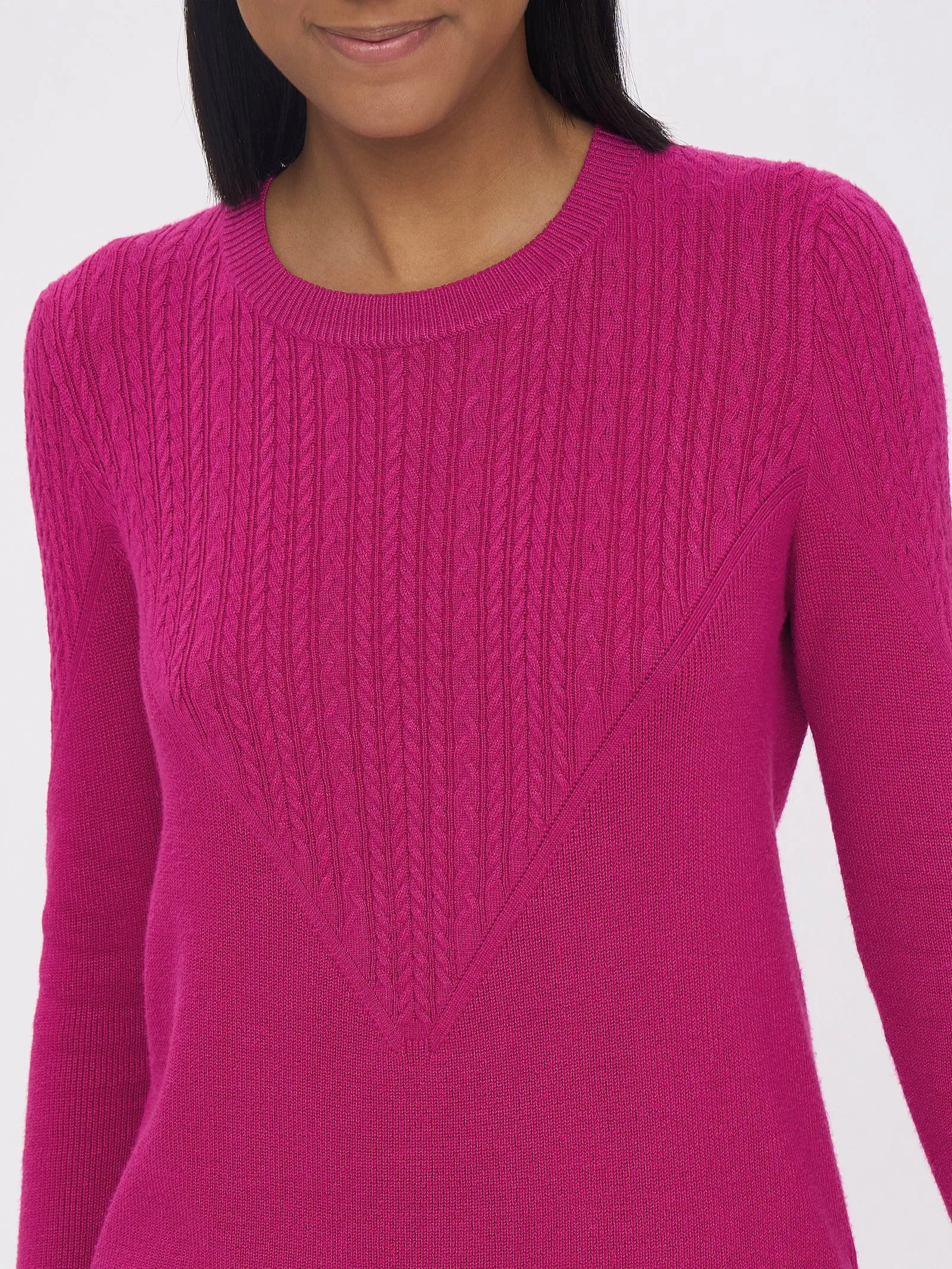 Maglia girocollo in filato Winter Basic - Fuchsia Purple