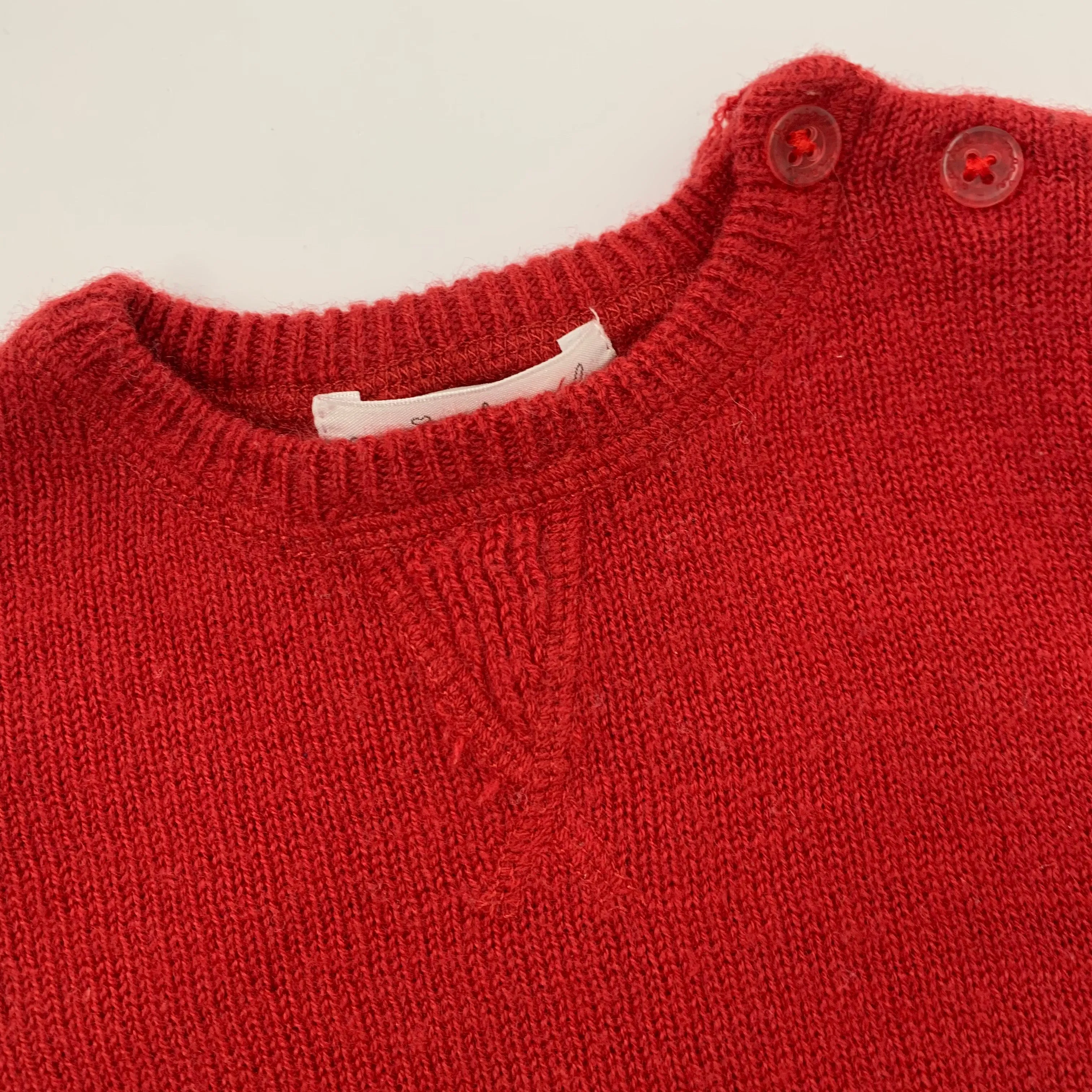 Marie-Chantal Maroon Merino Wool Jumper: 6 Months