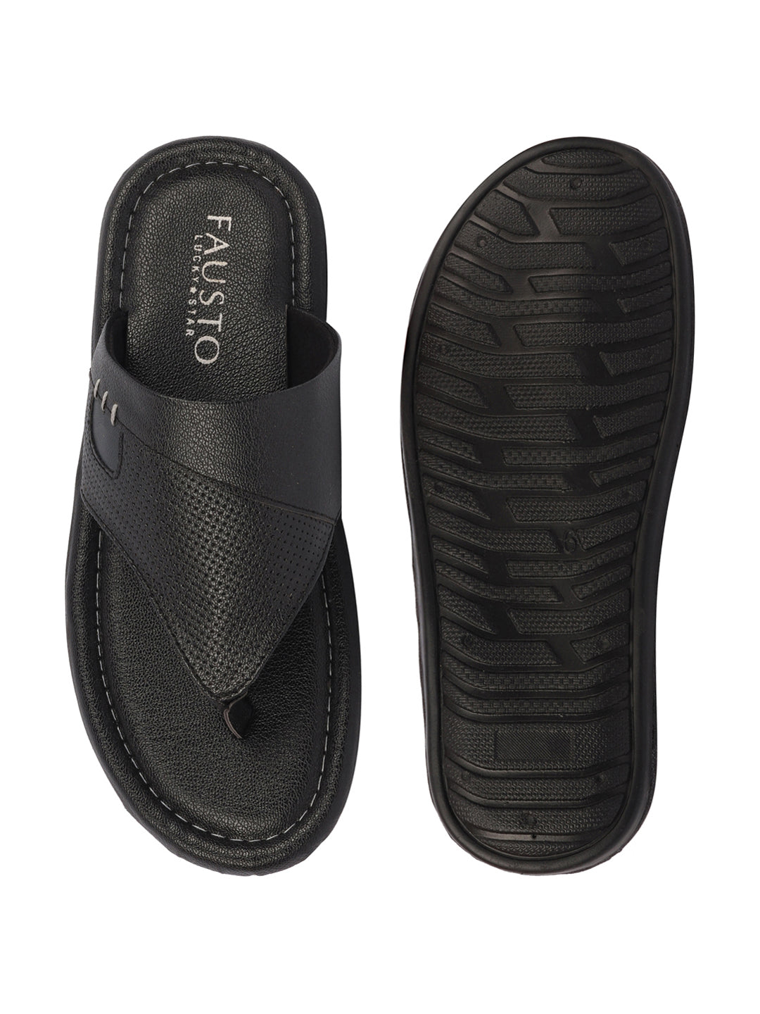 Men Black Casual Outfit Indoor Outdoor All Day Long Comfort Slip On Thong Slippers