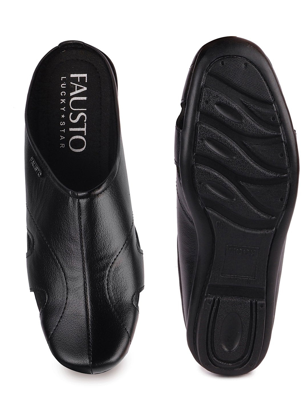 Men Black Casual Slip-On Back Open Slippers