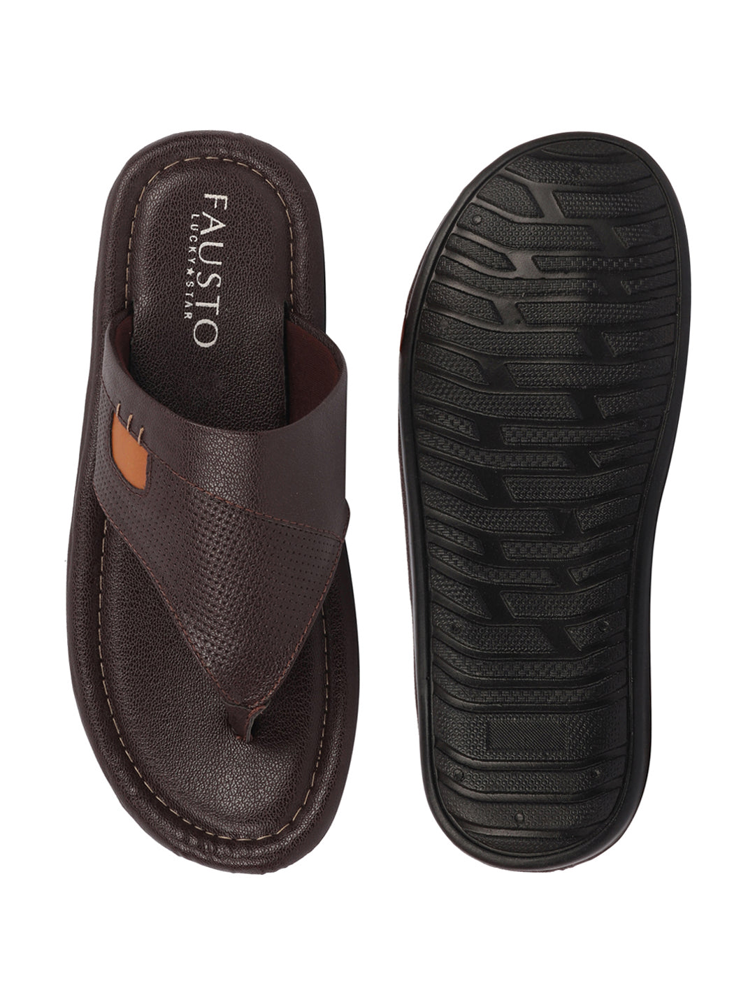 Men Brown Casual Outfit Indoor Outdoor All Day Long Comfort Slip On Thong Slippers