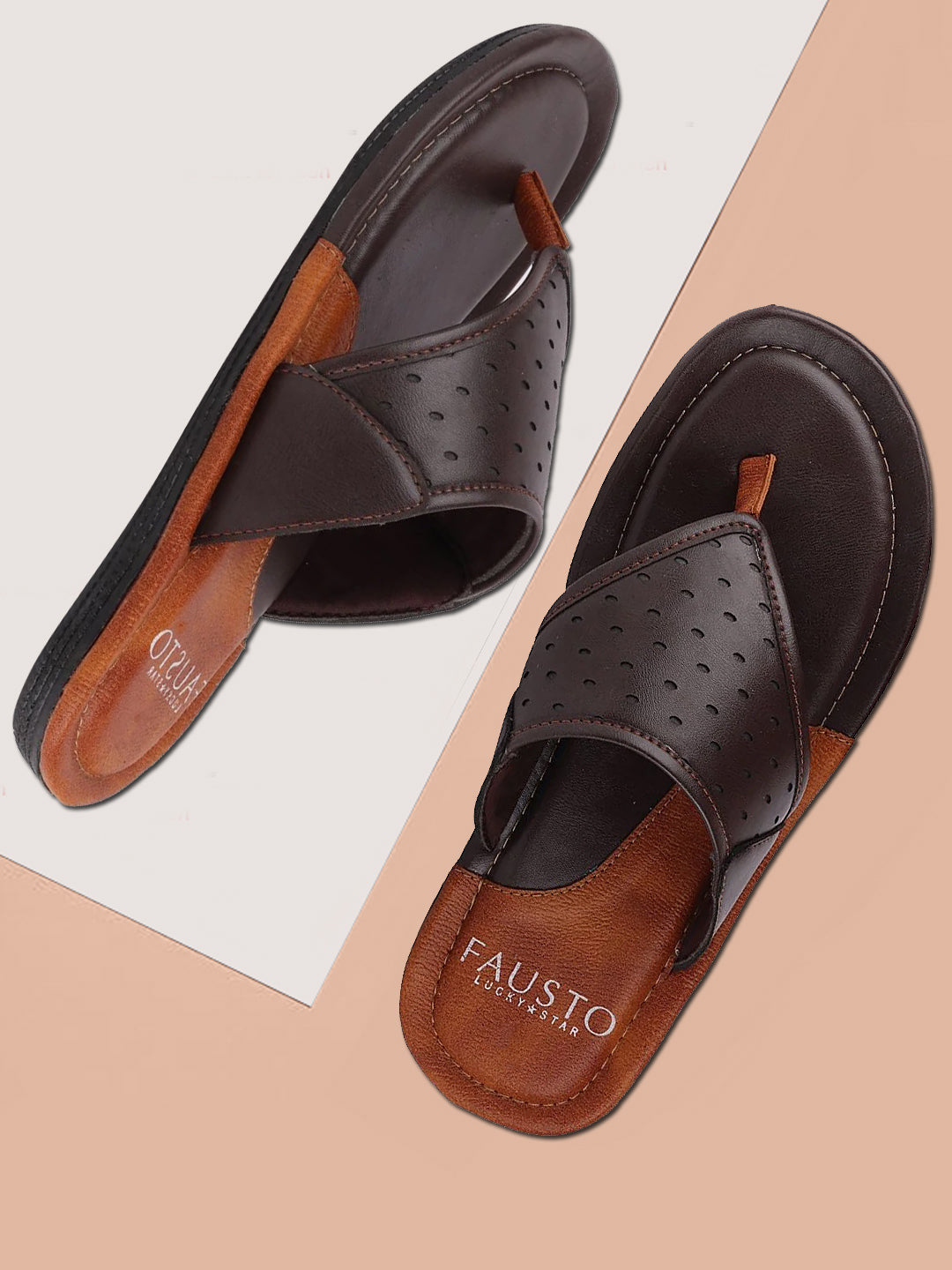 Men Brown Casual Slip-On Slippers