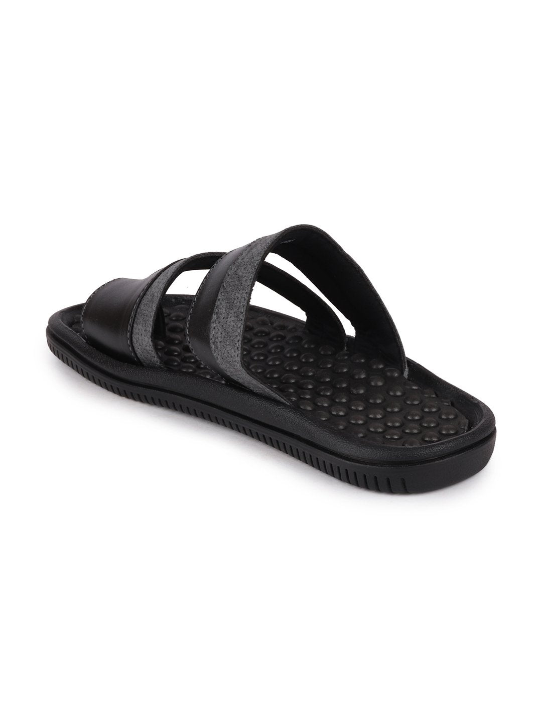 Men Grey/Black Casual Slip-On Slippers