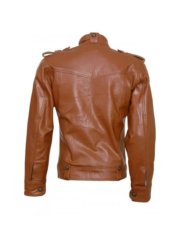 Mens Winterwear Tan Leather Jacket