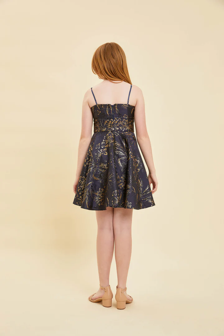 Navy Metallic Party Dress