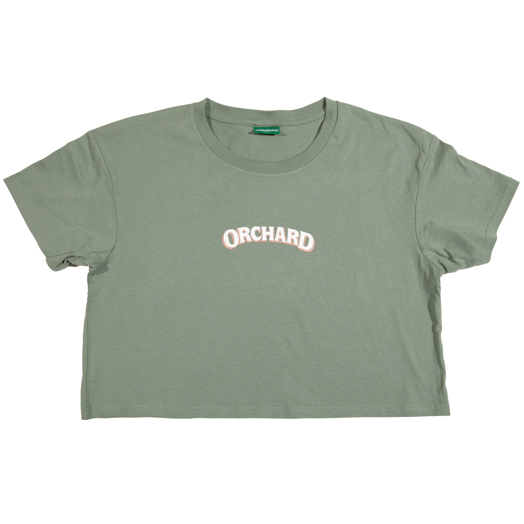 Orchard Text Shadow Crop Tee Sage/Cream/Gold