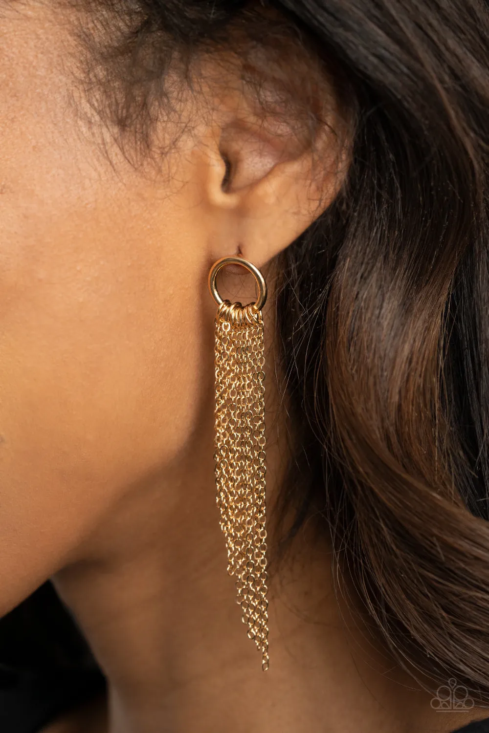 Paparazzi Accessories - Divinely Dipping - Gold Earrings