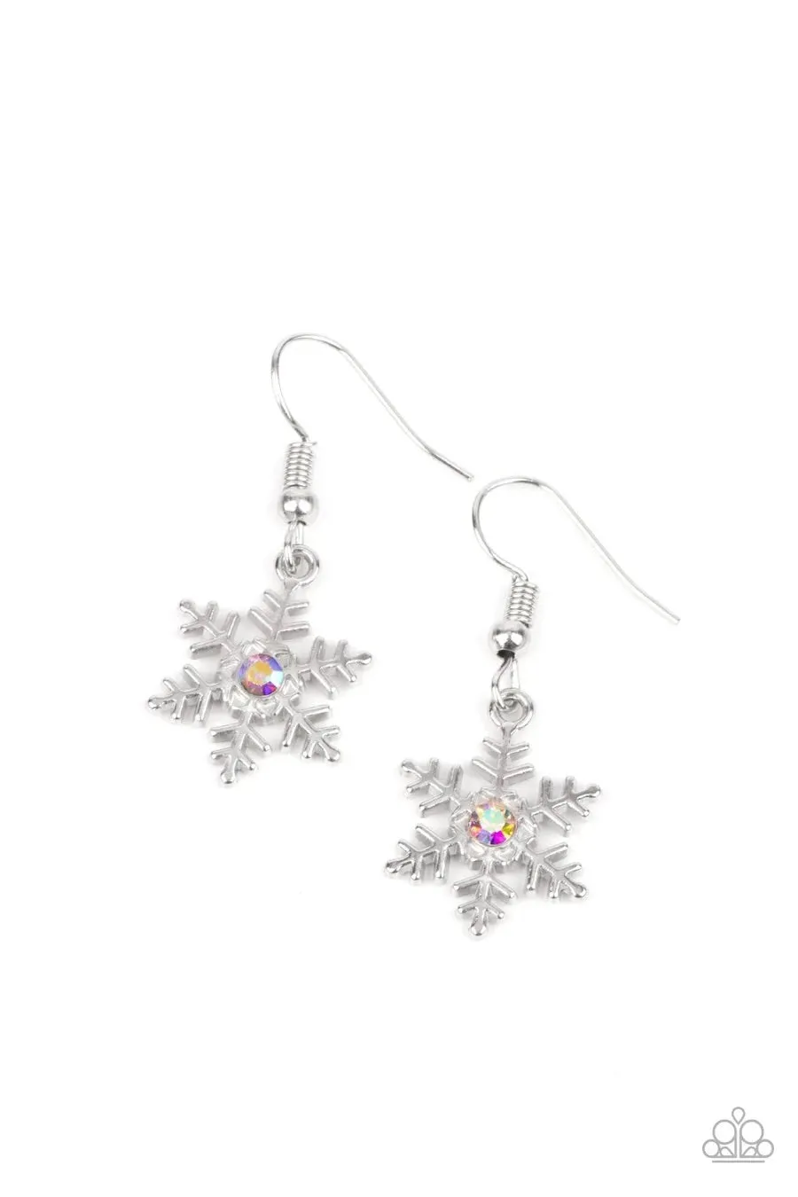 Paparazzi Starlet Shimmer Earrings, 10 - Snowflakes - IRIDESCENT