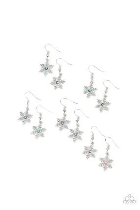 Paparazzi Starlet Shimmer Earrings, 10 - Snowflakes - IRIDESCENT