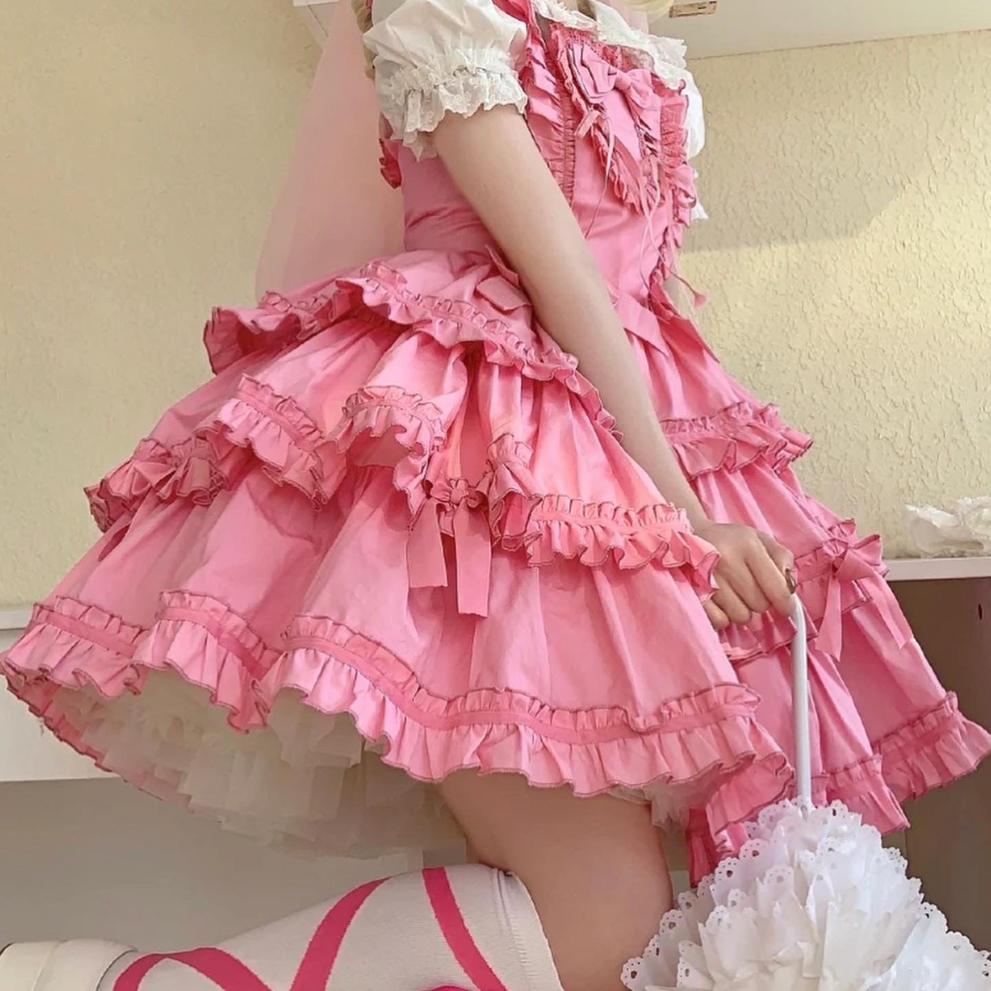 Pre-order Peach heart fufu Lolita dress one piece slip dress jsk