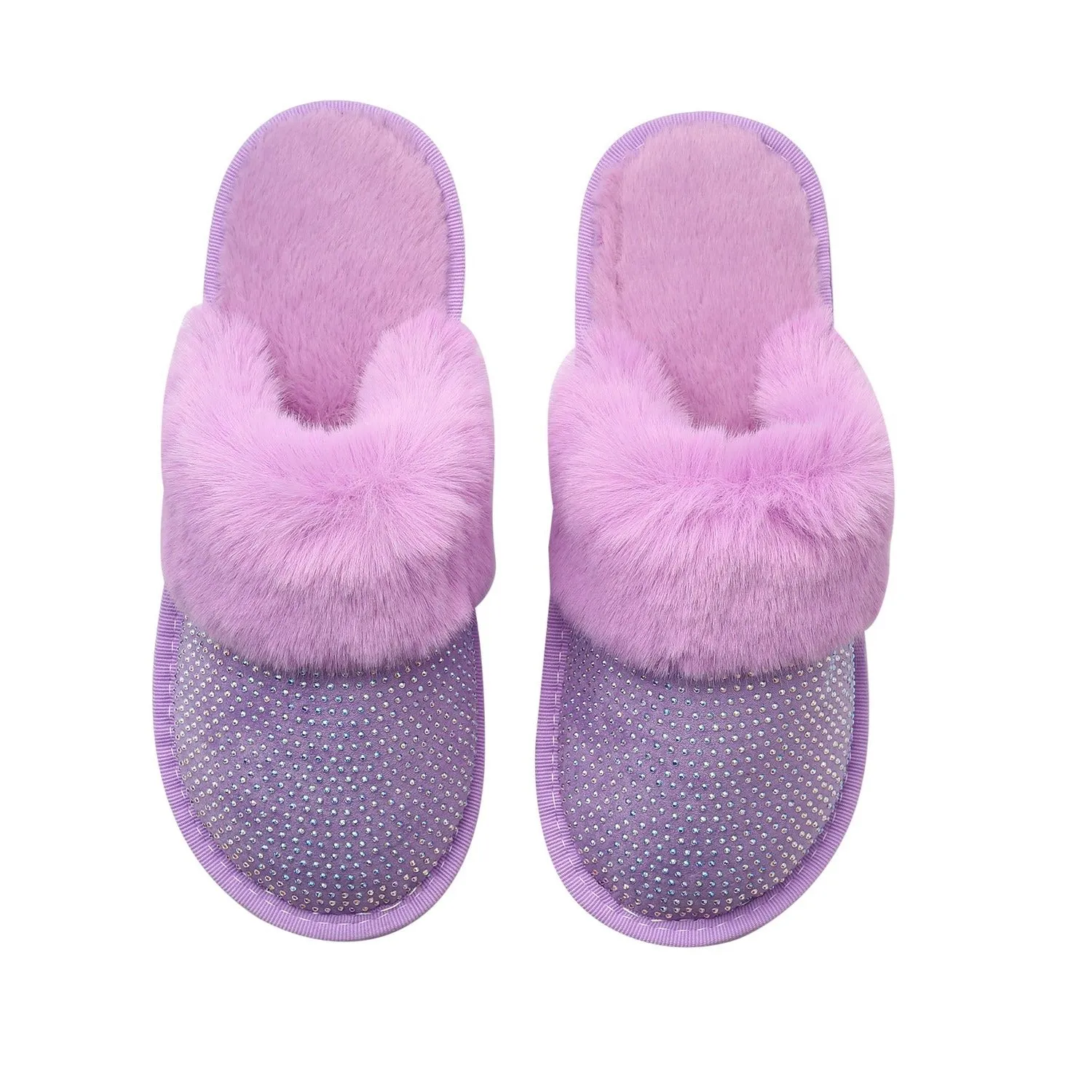 Sadie Slippers - Purple with AB Crystals