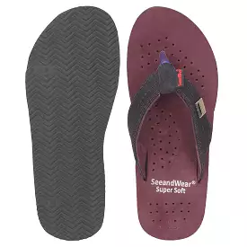 SeeandWear Burgundy Soft Flip Flops For Men