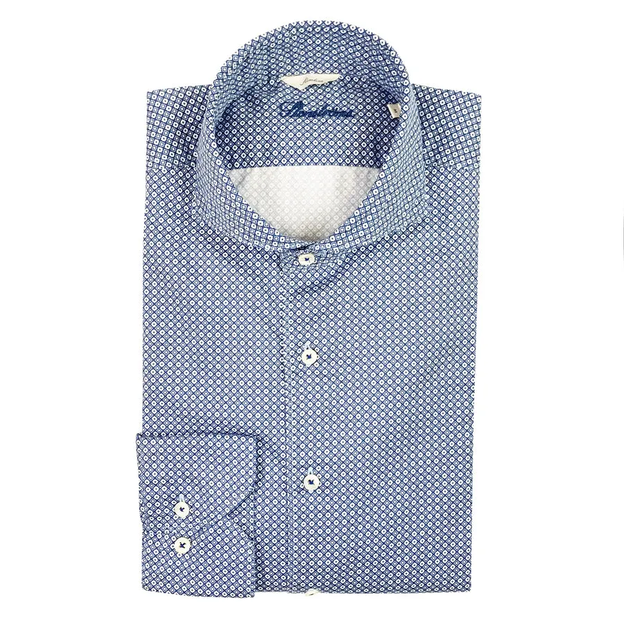 Stenstroms - Slimline Patterned Shirt in Blue